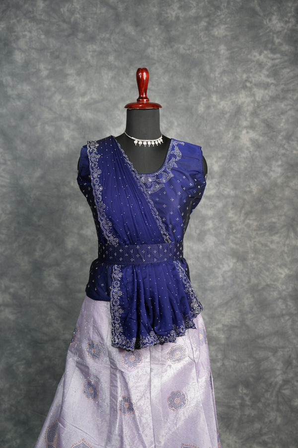 Royal Blue with Lavender Lehenga A stunning blend of rich royal blue and soft lavender shades with graceful detailing, crafted for an elegant festive and wedding look that radiates charm and beauty