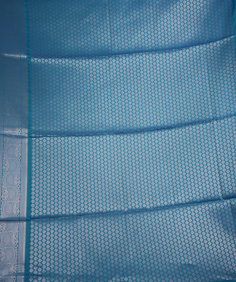 Grey & Teal Blue Soft Silk Saree Silver Zari Woven Border & Small Buttas with checked  Intricately Designed Pallu Traditional Style Contrast Blue Tassels Wedding & Festival Wear