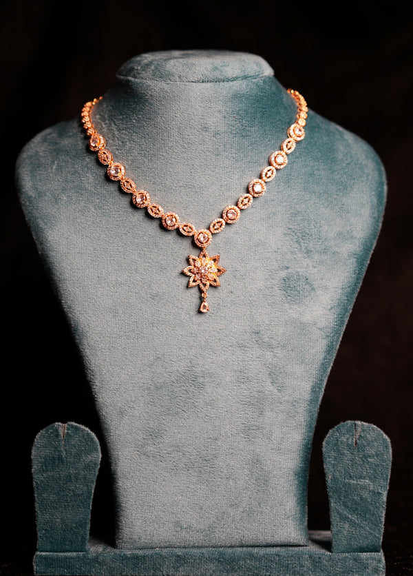 Antique Gold Floral Pendant Necklace | Anti Gold Jewellery