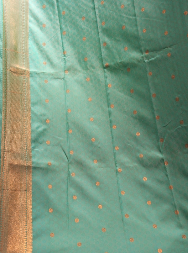 Sky Blue Katan Silk Saree | Gold Zari Brocade Floral Weave |Traditional & Festive Wear