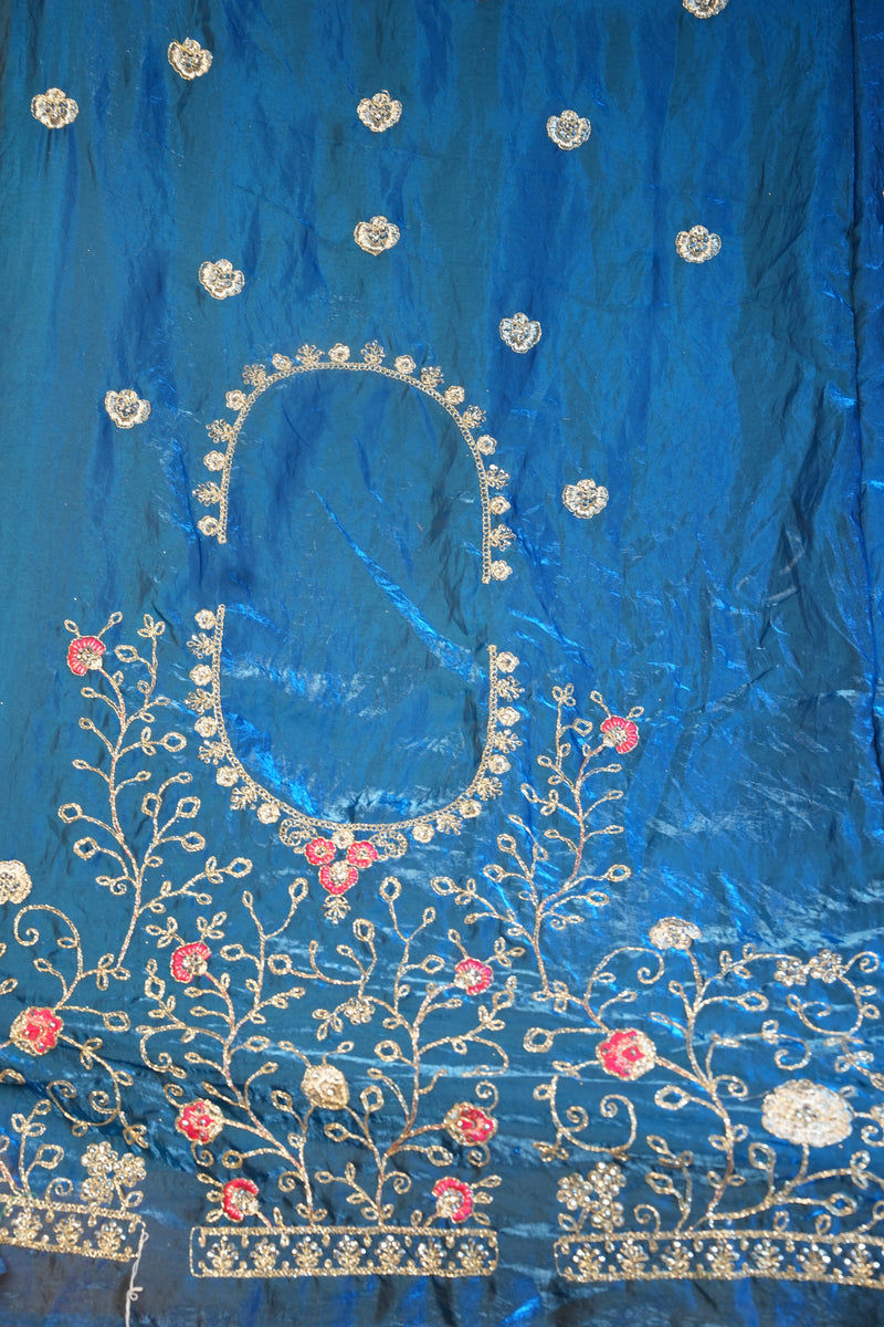 Peacock Blue Silver Embroidered Lehenga | Hot Pink Contrast Drape | Designer Bridal Wear