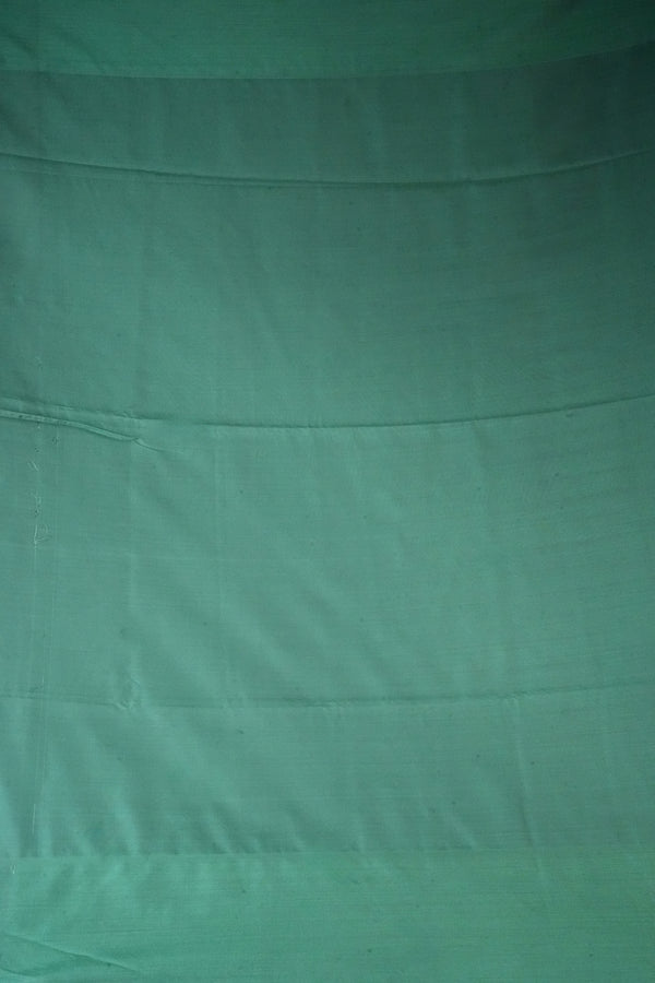 Ice Blue Soft Silk Saree | Silver Circular Butta Design | Bottle Green Rich Zari Border | Festive Wear