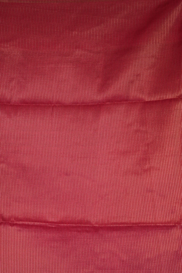 Deep Wine Semi Tussar Silk Saree | Diagonal Zari Stripes with Elegant Tassel Pallu | Festive Wear