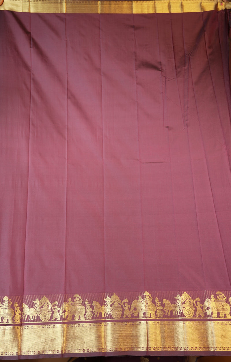 Maroon Art Silk Saree | Gold Zari Butti with Elephant Motif Border | Wedding & Festive Wear