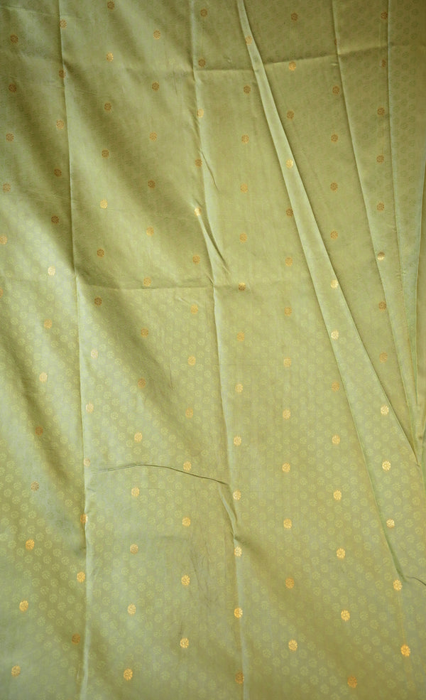 Pista Green Soft Silk Saree | Gold Zari Floral Weave & Rich Zari Border | Festive & Bridal Wear