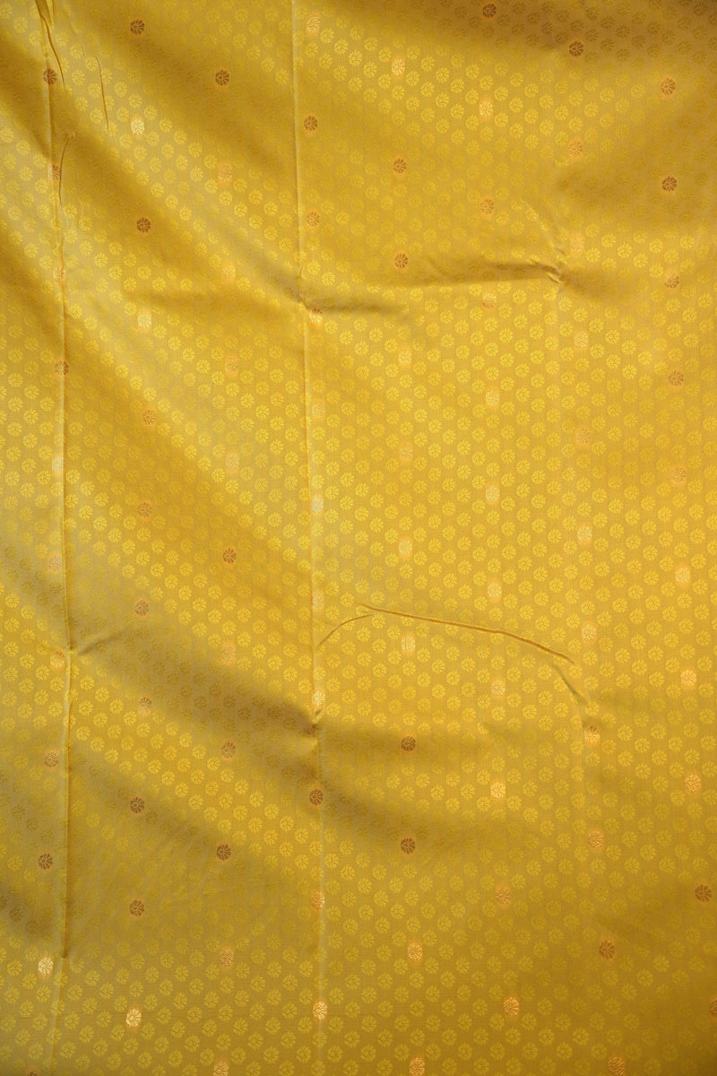 Yellow Soft Silk Saree | Tone-on-Tone Gold Zari Weave | Bridal & Festive Wear