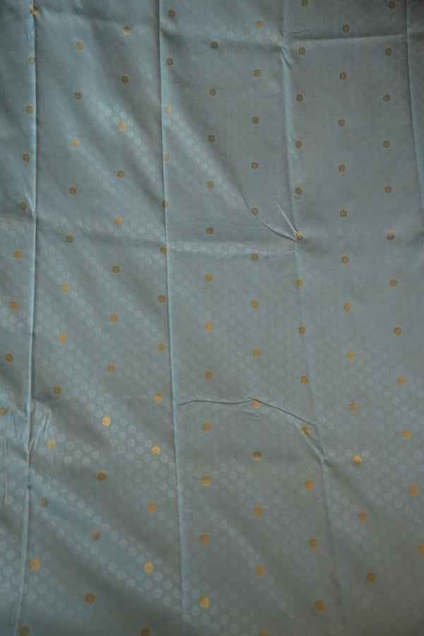 Silver Grey Tussar Silk Saree | Golden Zari Butta Design with Woven Border | Party Wear Saree