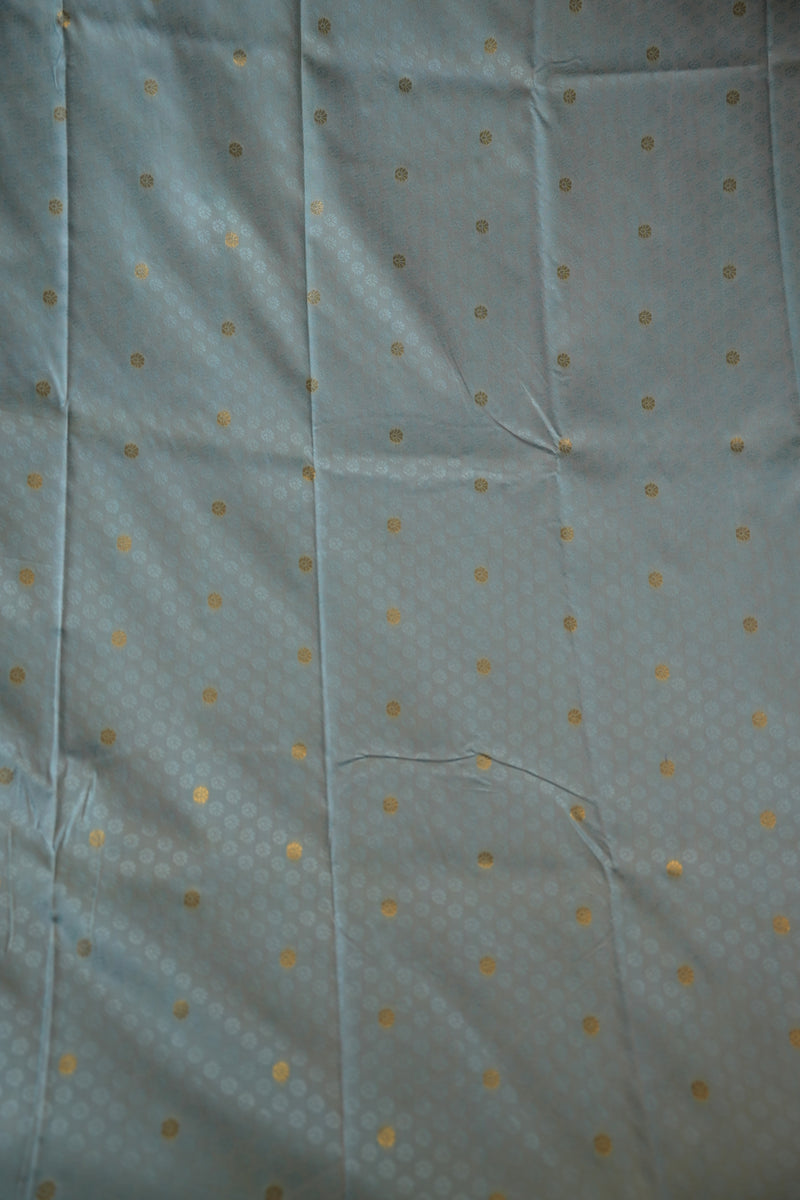 Silver Grey Tussar Silk Saree | Golden Zari Butta Design with Woven Border | Party Wear Saree