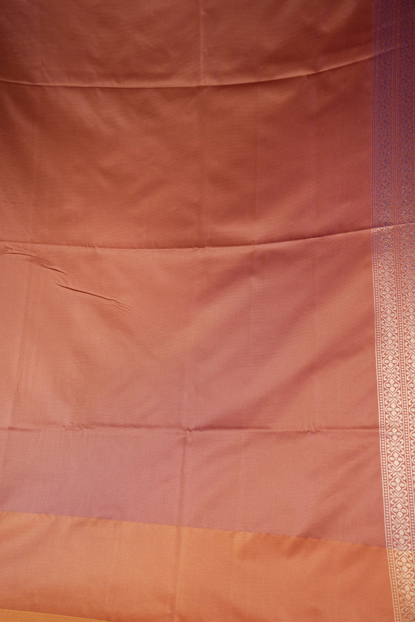 Violet Soft Silk Saree | Gold Medallion Motif Zari Border | Traditional Wear
