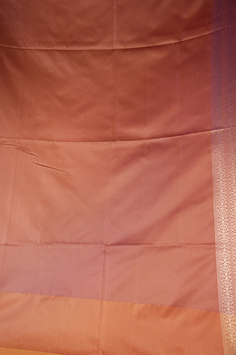 Violet Soft Silk Saree | Gold Medallion Motif Zari Border | Traditional Wear