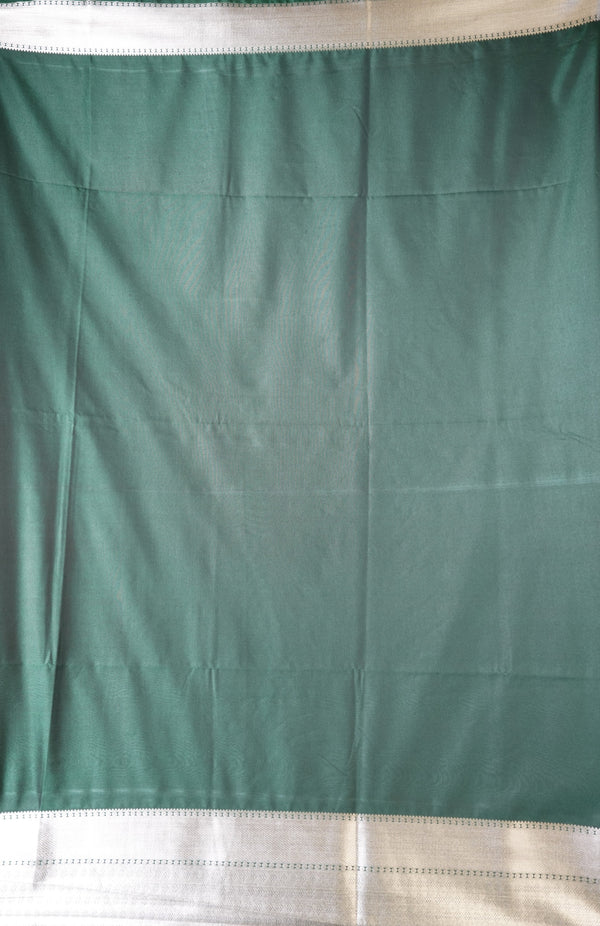 Rani Pink Soft Silk Saree | Bottle Green Contrast Pallu with Silver Elephant Motifs | Festive Wedding Saree