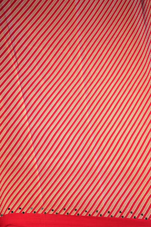 Red Masakali Saree | All-Over Gold Ajrakh Print with Rich Border | Wedding & Party Wear