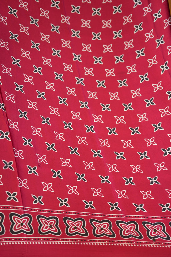 Masakali Satin Saree | Maroon & Black Medallion Print with Paisley Border | Ethnic Wear