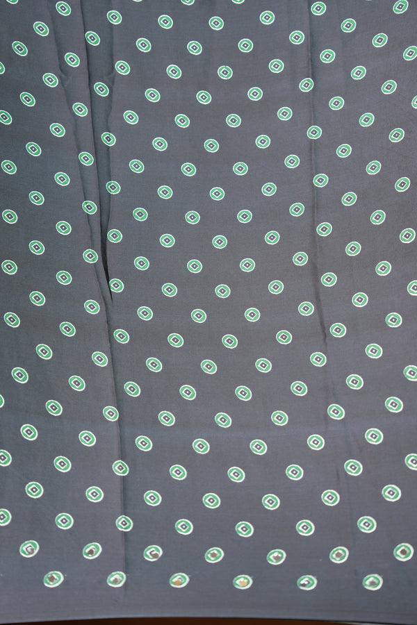 Masakali Style Satin Saree | Green Octagonal Medallion Print with Black Border | Party Wear