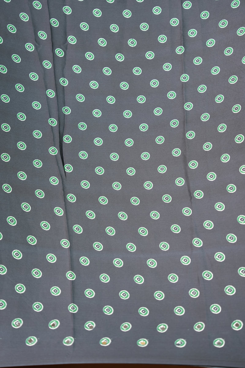 Masakali Style Satin Saree | Green Octagonal Medallion Print with Black Border | Party Wear