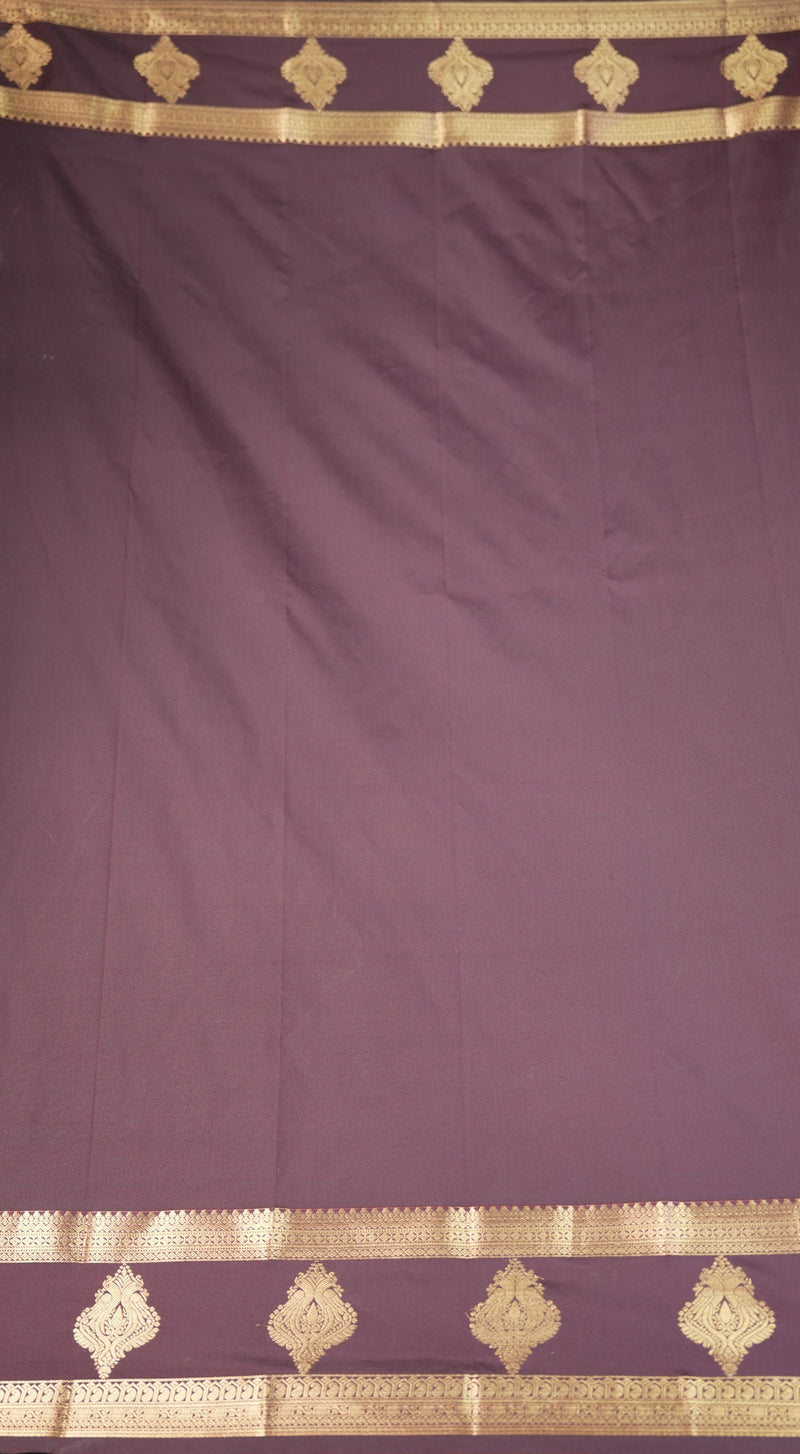 Coffee Brown Art Silk Saree | Gold Zari Butta Work with Woven Border | Wedding & Festive Wear