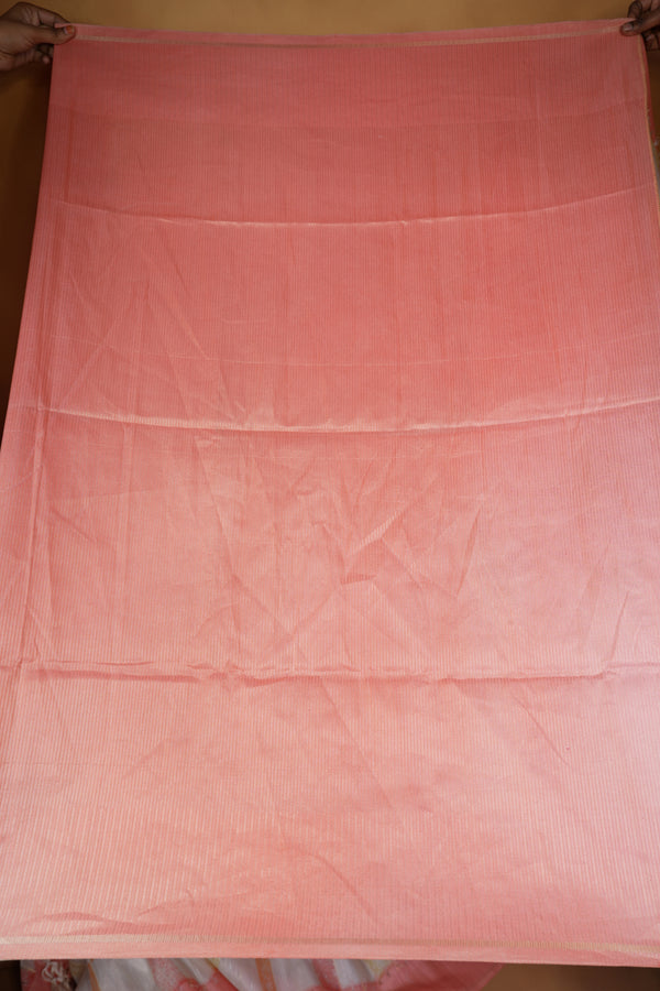 Tussar Silk Saree | Ivory with Soft Rose Pink Border & Abstract Print | Casual Wear