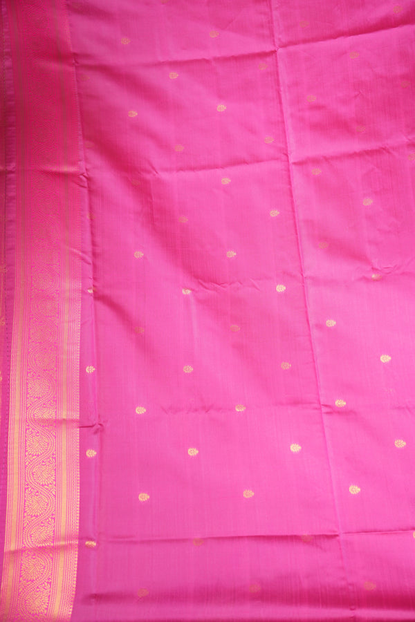 Fancy Cotton Saree | Lime Green with Magenta Pink Pallu & Paisley Weave | Festive Wear