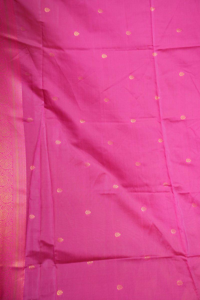 Fancy Cotton Saree | Sea Green Self-Weave with Bright Pink Paisley Pallu | Traditional Wear