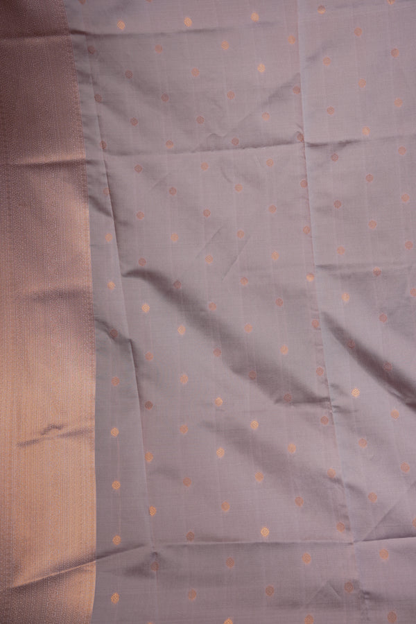 Fancy Cotton Saree | Mauve Purple with Rose Gold Pallu & Zari Checkered Weave | Festive Wear