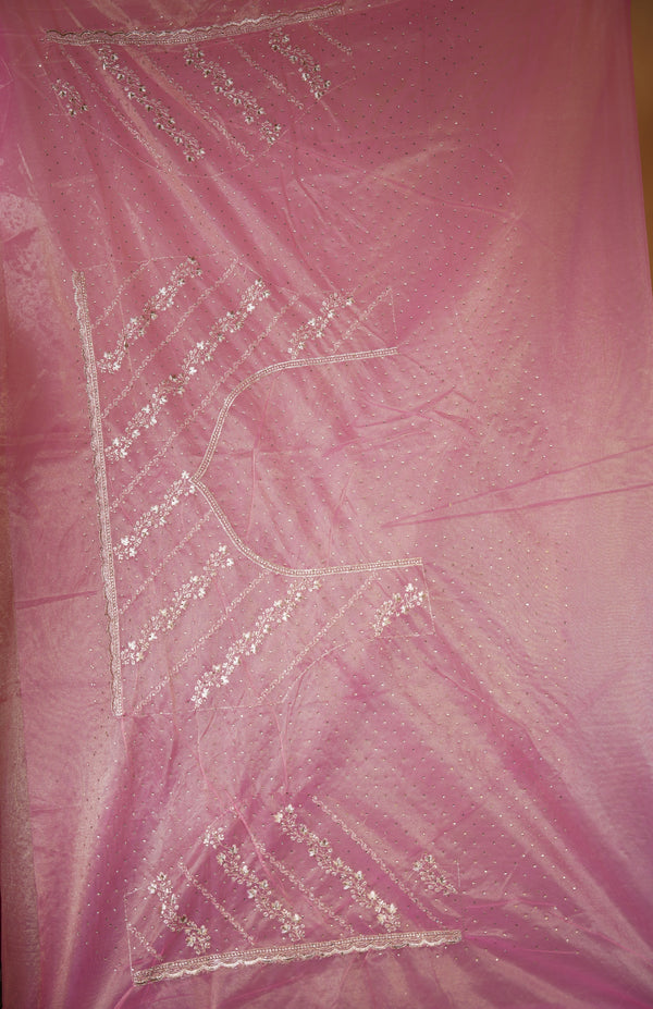 Ombre Pink Designer Saree | Sequin Work with Scalloped Embroidered Border | Wedding Reception