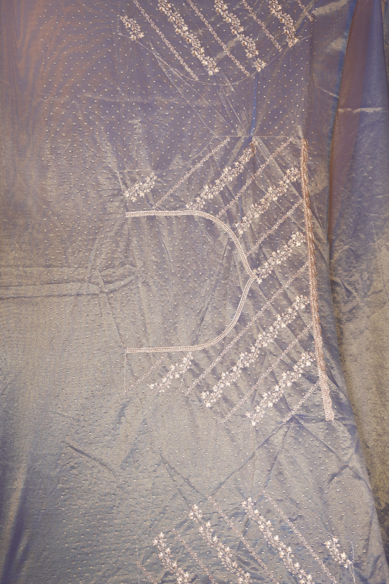 Blue Designer Saree | Twill Net Embroidered Saree for Wedding & Reception