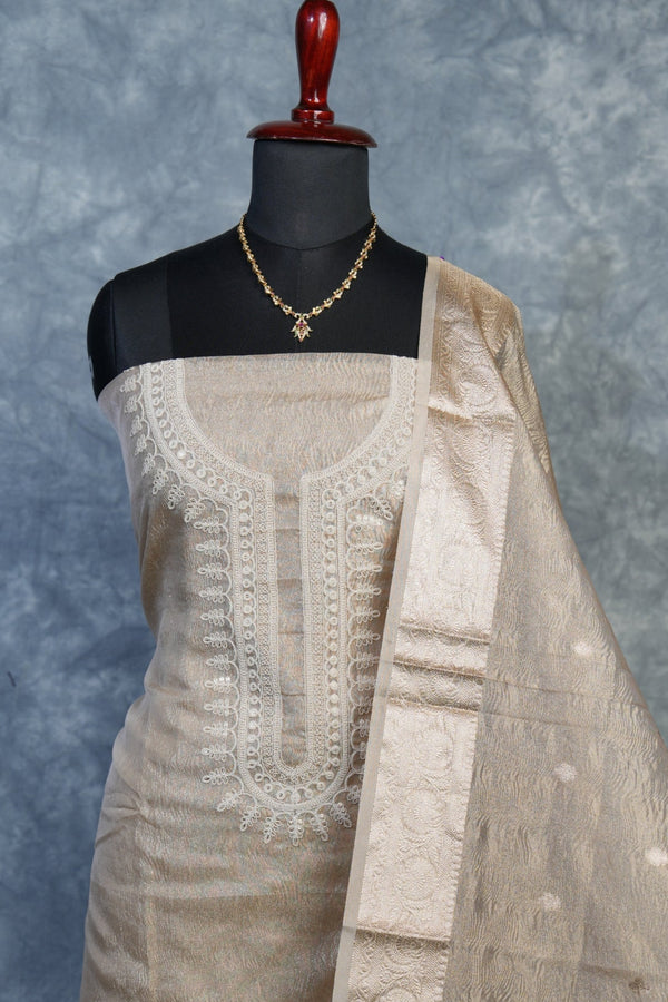 Cream Tissue Chudi Set | Zari Border Dupatta Included | Festive & Occasion Wear