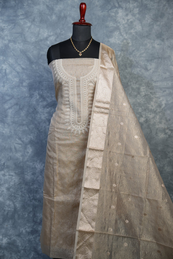 Cream Tissue Chudi Set | Zari Border Dupatta Included | Festive & Occasion Wear