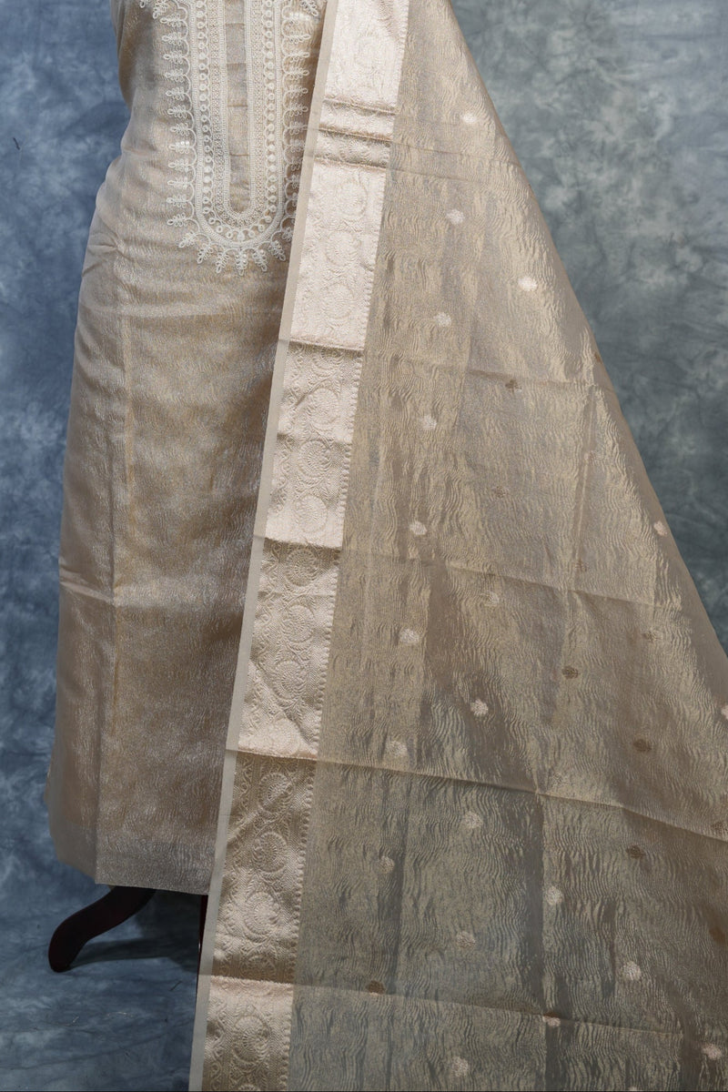 Cream Tissue Chudi Set | Zari Border Dupatta Included | Festive & Occasion Wear