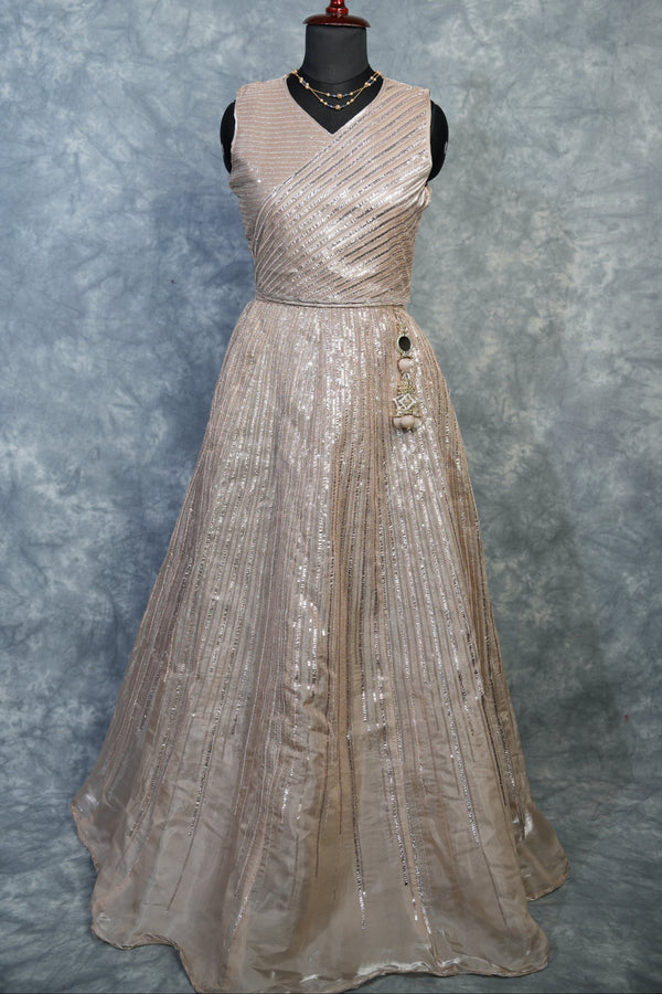 Cream Sequin Choli Lehenga Set | Premium Festive & Bridal Occasion Wear for Girls