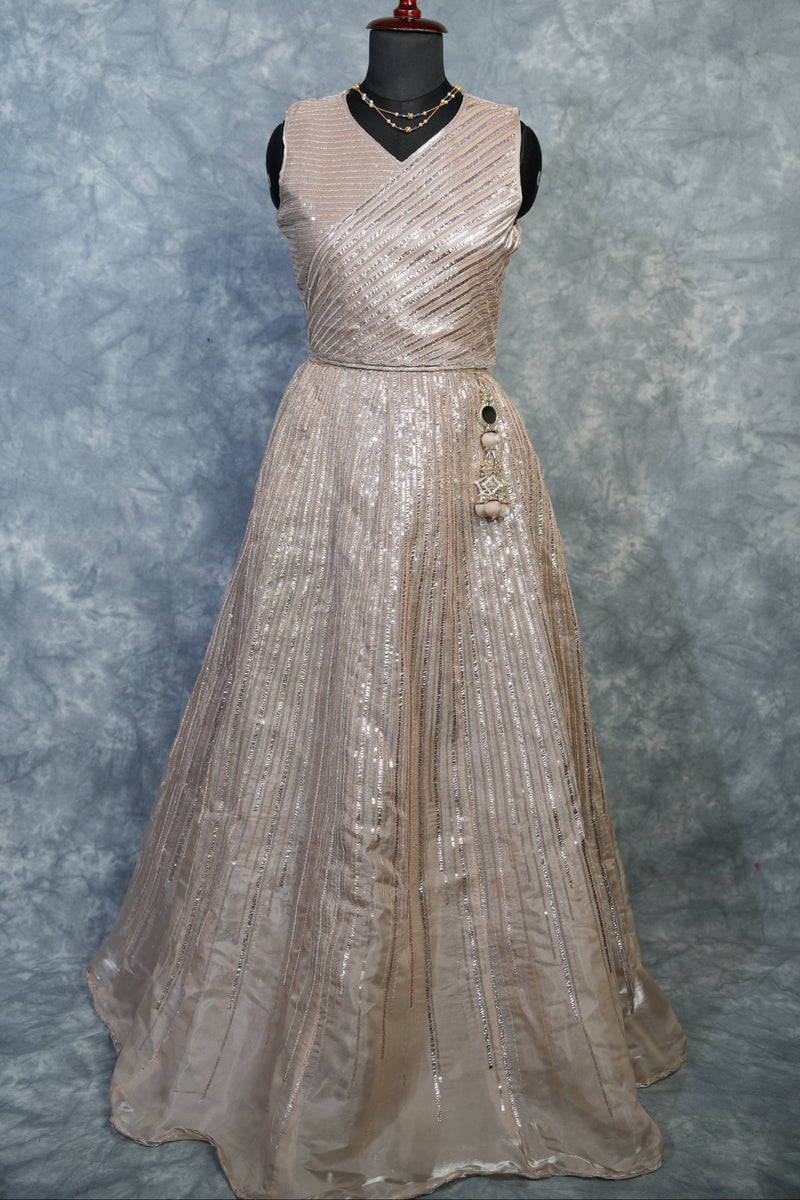 Cream Sequin Choli Lehenga Set | Premium Festive & Bridal Occasion Wear for Girls