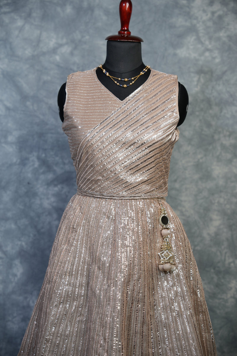 Cream Sequin Choli Lehenga Set | Premium Festive & Bridal Occasion Wear for Girls