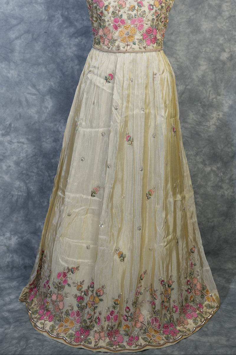 Ivory Silk Anarkali Set for Girls | Festive & Special Occasion Wear | Sizes 24–30