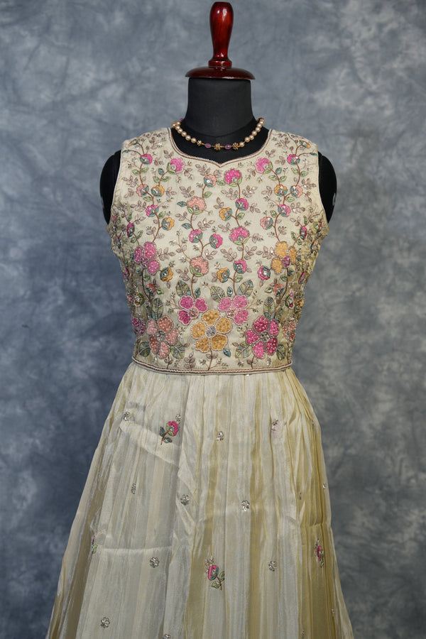 Ivory Silk Anarkali Set for Girls | Festive & Special Occasion Wear | Sizes 24–30