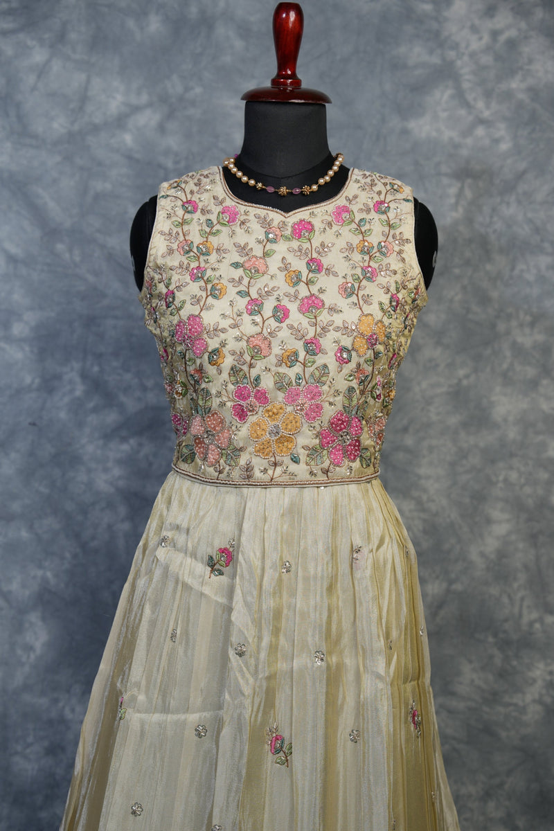 Ivory Silk Anarkali Set for Girls | Festive & Special Occasion Wear | Sizes 24–30