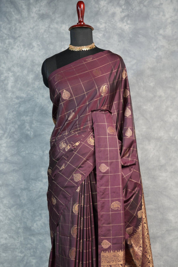 Coffee Brown saree- designed in a rich earthy shade with graceful texture and subtle zari accents, perfect for a timeless and elegant look.