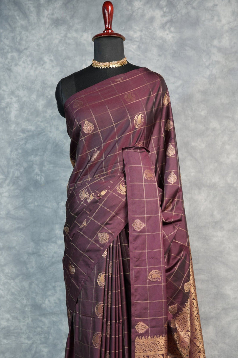 Coffee Brown saree- designed in a rich earthy shade with graceful texture and subtle zari accents, perfect for a timeless and elegant look.