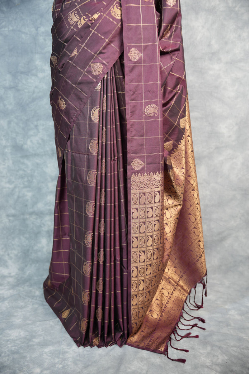 Coffee Brown saree- designed in a rich earthy shade with graceful texture and subtle zari accents, perfect for a timeless and elegant look.