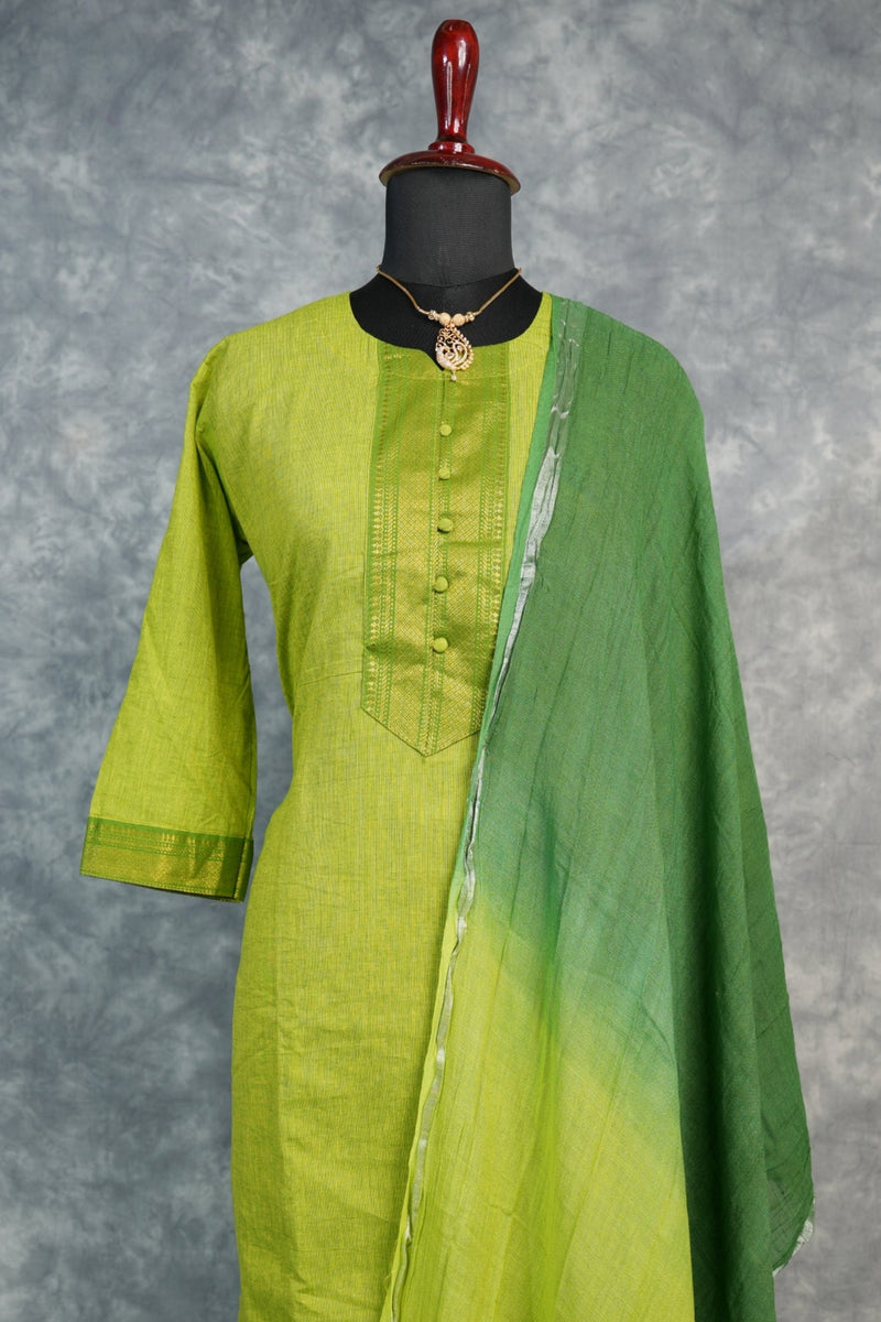 Parrot Green Chudi – A vibrant and refreshing outfit that highlights the beauty of bright parrot green. Designed with elegant detailing, this chudi offers a perfect blend of comfort and style,