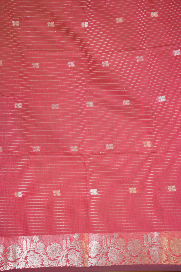 Bronze Kota Cotton Saree | Checkered Weave with Contrast Silver Border | Office & Daily Wear