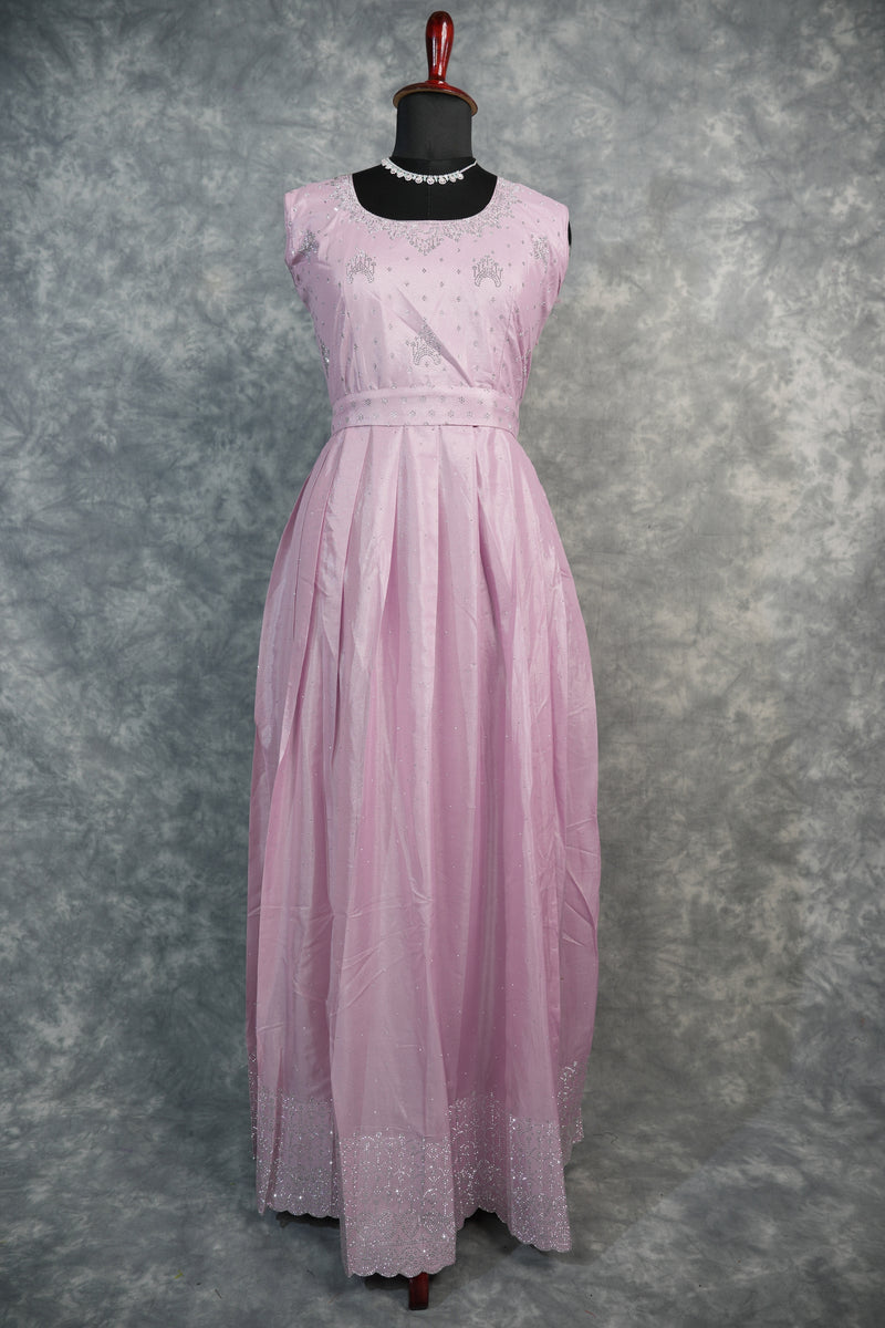 Lavender Pink Chiffon Maxi Set – A soft and graceful maxi set crafted from airy chiffon in a soothing lavender pink tone, designed for an elegant and flowy look.