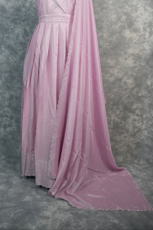 Lavender Pink Chiffon Maxi Set – A soft and graceful maxi set crafted from airy chiffon in a soothing lavender pink tone, designed for an elegant and flowy look.