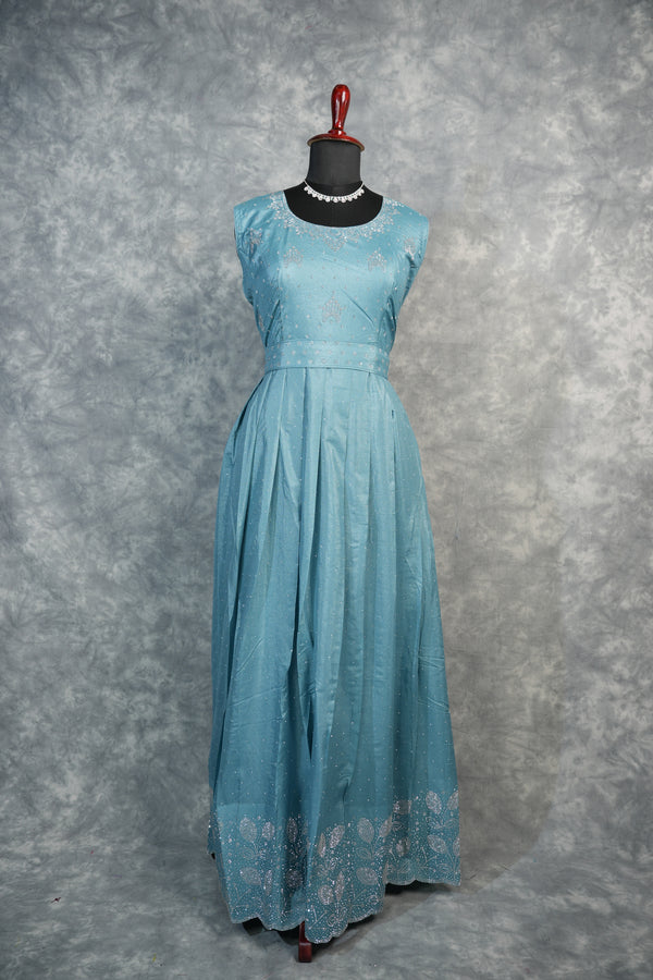 Steel Blue Chiffon Maxi Set – A flowy chiffon ensemble in a serene steel blue shade, designed with a graceful silhouette that moves effortlessly. Lightweight and refined, it delivers a soft, elegant look with a touch of modern charm.