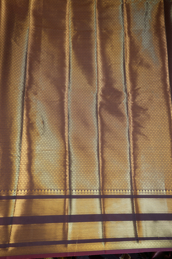 Katan Silk Saree | Coffee Brown with Gold Zari Border | Wedding & Festive Wear