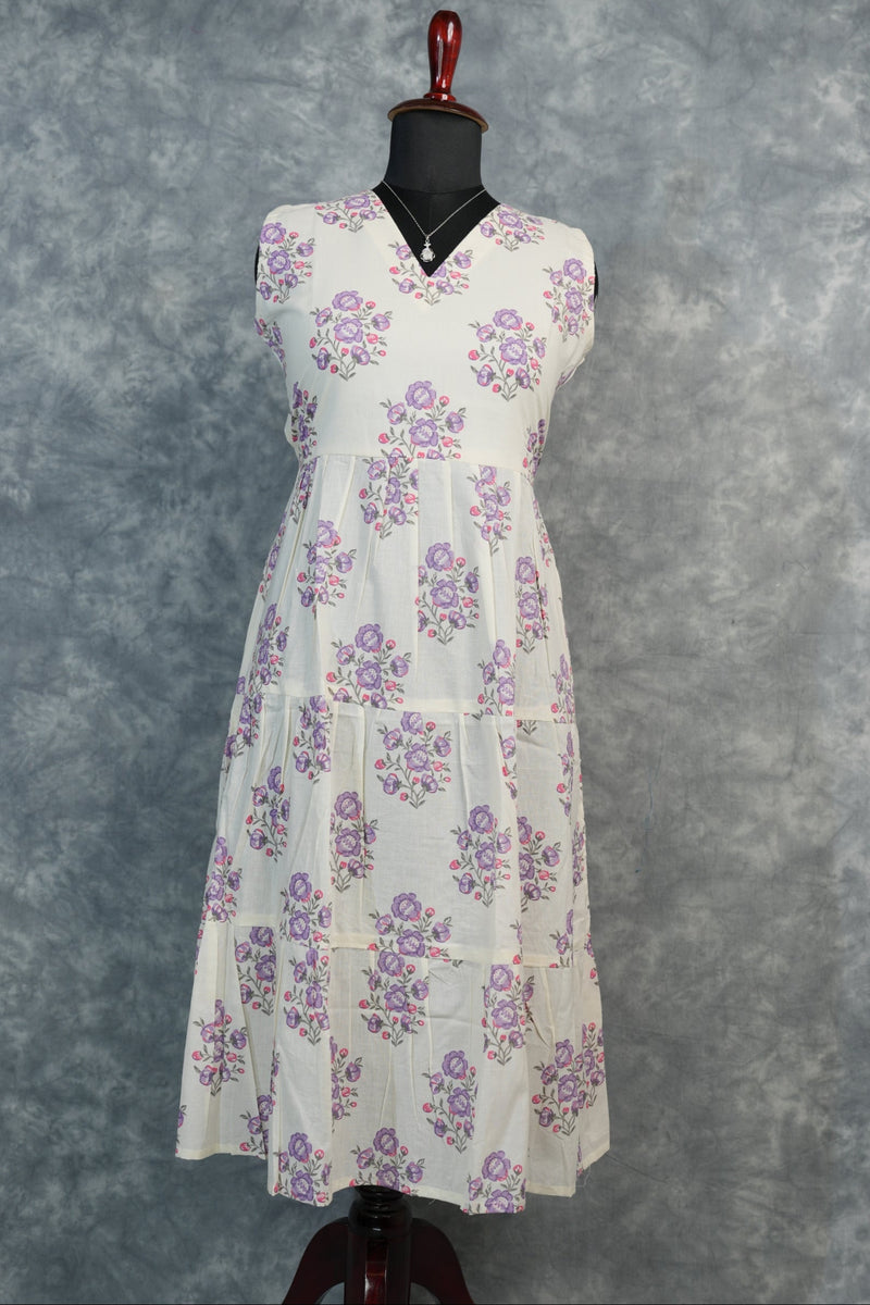 Lilac Bloom Cotton Top Set — A gracefully designed ensemble featuring a delicate floral print in soft lilac tones, crafted from lightweight breathable cotton fabric. Comes with a comfortable matching bottom, perfect for effortless everyday casual wear