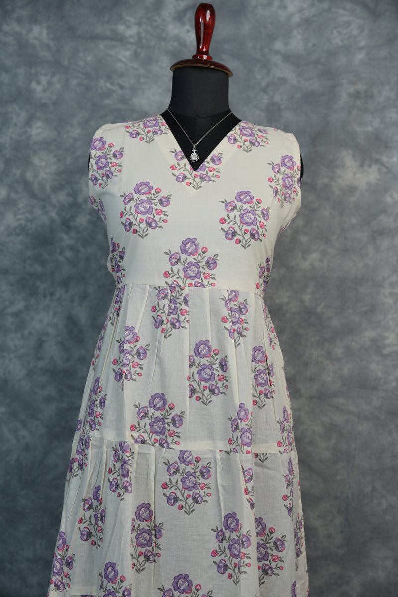 Lilac Bloom Cotton Top Set — A gracefully designed ensemble featuring a delicate floral print in soft lilac tones, crafted from lightweight breathable cotton fabric. Comes with a comfortable matching bottom, perfect for effortless everyday casual wear