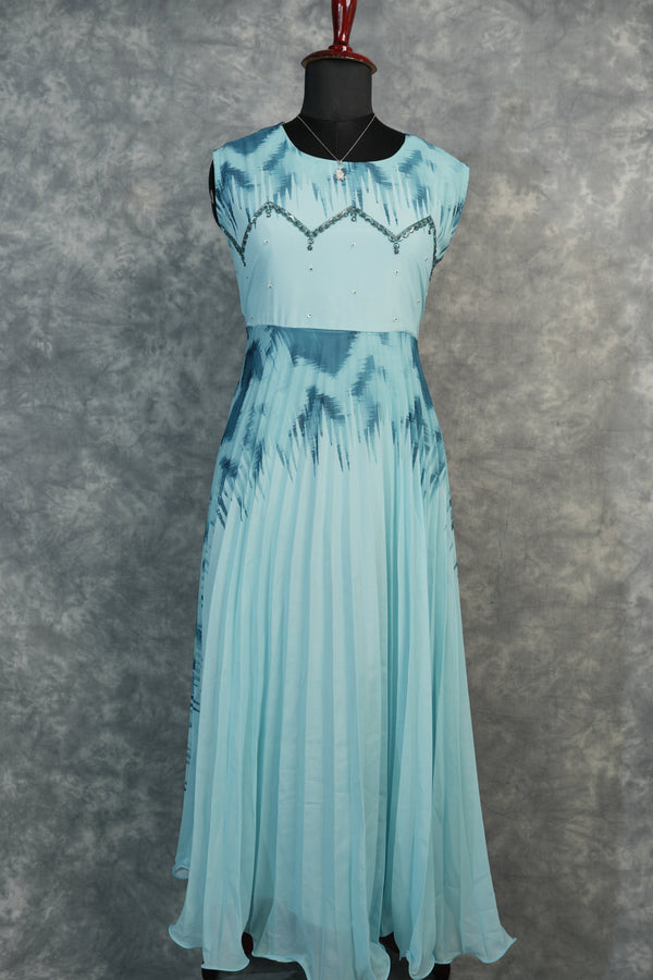 Sky Aqua Chiffon Top Set - Lightweight sky aqua chiffon top set with a flowy silhouette, soft drape & elegant finish. A versatile, breezy pick for casual outings or relaxed styled looks.