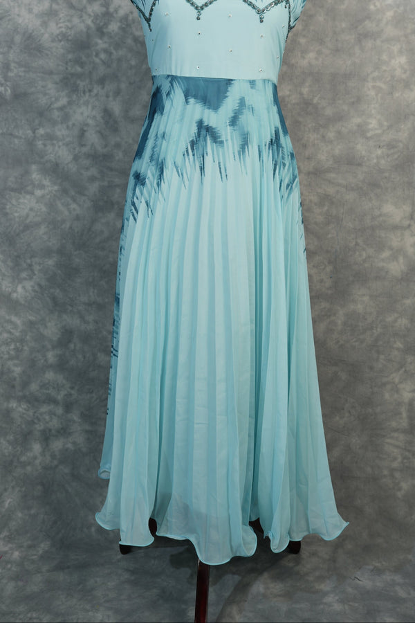 Sky Aqua Chiffon Top Set - Lightweight sky aqua chiffon top set with a flowy silhouette, soft drape & elegant finish. A versatile, breezy pick for casual outings or relaxed styled looks.