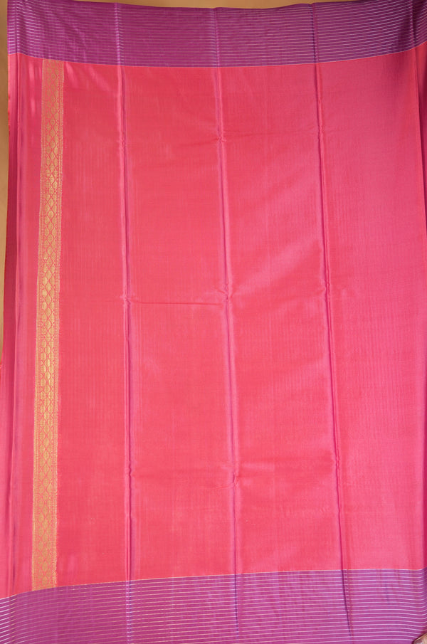 Red Banarasi Silk Saree | Gold Zari Buta with Contrast Purple Border | Bridal Wear