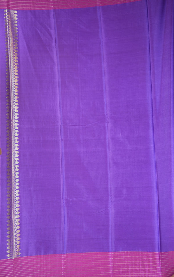 Banarasi Silk Saree | Violet with Magenta Zari Pallu | Traditional Wedding Saree